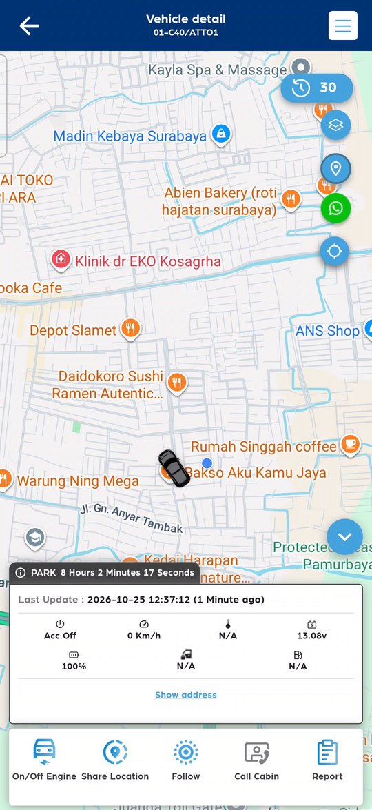 Aplikasi GPS.id: detail kendaraan dan live tracking di peta